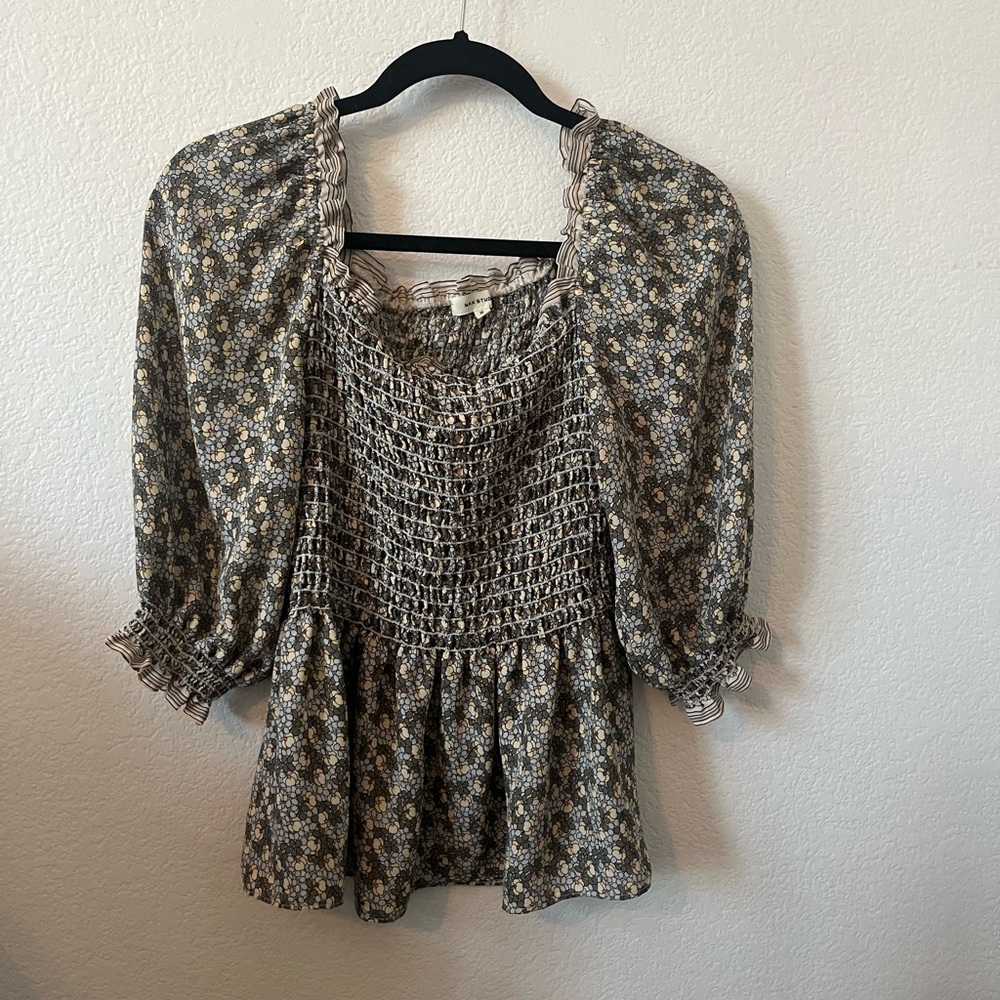 Max Studio Floral Smocked Blouse